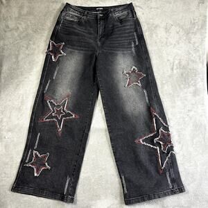 Hot Topic Women's 15 Baggy Y2K Style Star Jeans Skater Grunge Wide Leg